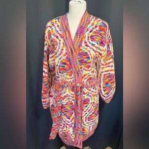 FARM Rio Rainbow Speckled Belted Cardigan - Pink, Blue, Yellow, Orange